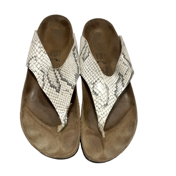 Birki’s By Birkenstock Snake Skin Sandals Size W11 M9 Summer Flats Comfortable - Picture 3 of 13